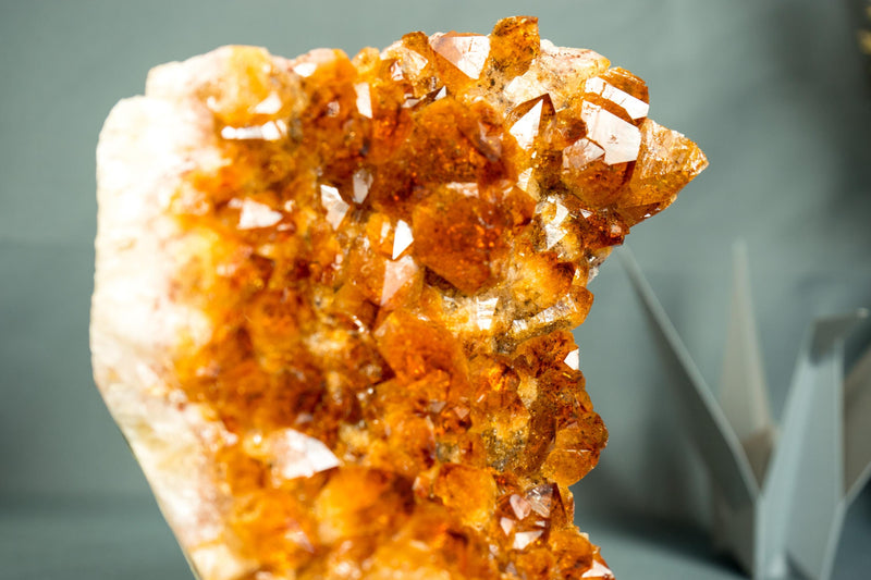 Natural Citrine Cluster with Superb Deep Orange Citrine Druzy on Stand - 6.9 In - 3.3 Lb - E2D Crystals & Minerals