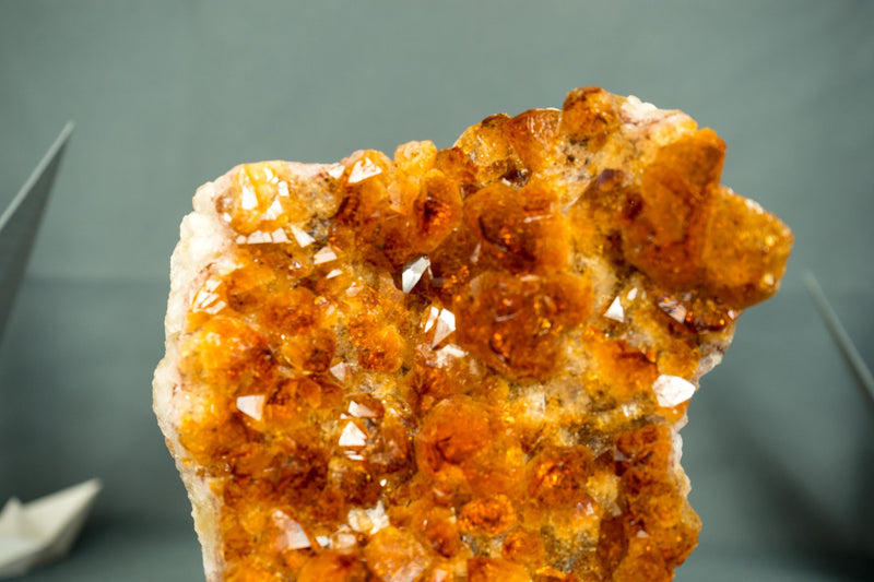 Natural Citrine Cluster with Superb Deep Orange Citrine Druzy on Stand - 6.9 In - 3.3 Lb - E2D Crystals & Minerals