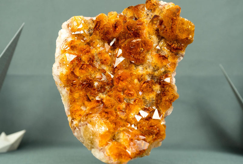 Natural Citrine Cluster with Superb Deep Orange Citrine Druzy on Stand - 6.9 In - 3.3 Lb - E2D Crystals & Minerals