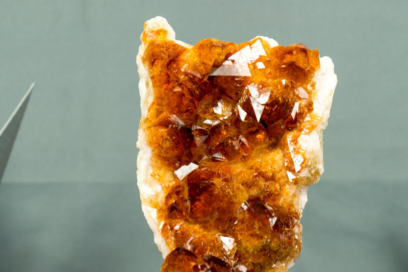 Small Natural Madeira Citrine Cluster with AAA Red Orange Citrine Druzy on Stand - 7.5 In - 2.5 Lb - E2D Crystals & Minerals