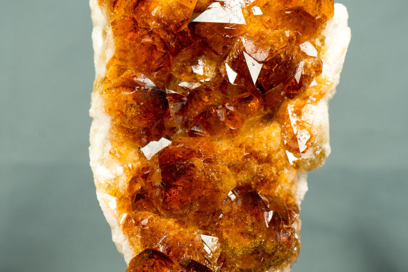 Small Natural Madeira Citrine Cluster with AAA Red Orange Citrine Druzy on Stand - 7.5 In - 2.5 Lb - E2D Crystals & Minerals