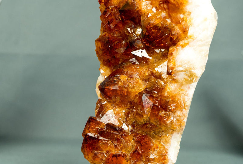 Small Natural Madeira Citrine Cluster with AAA Red Orange Citrine Druzy on Stand - 7.5 In - 2.5 Lb - E2D Crystals & Minerals