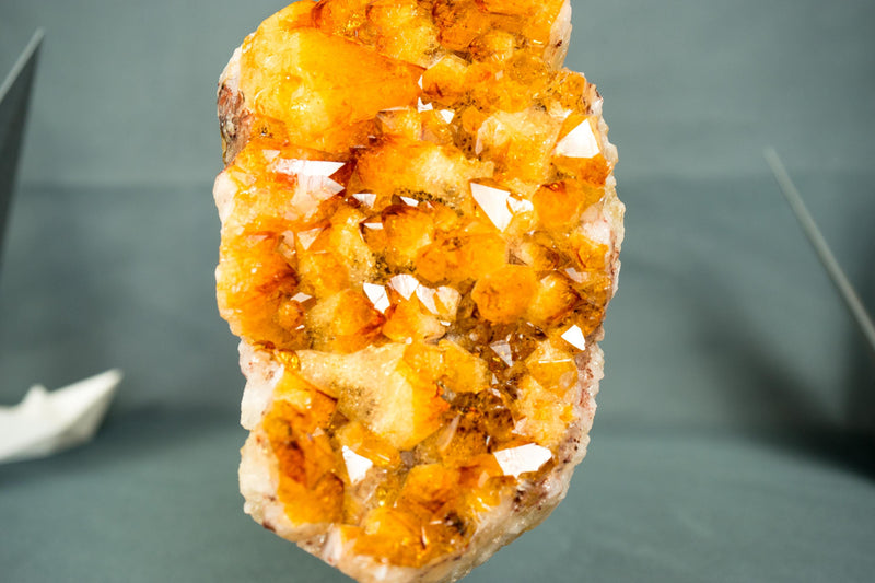 Small High - Grade Natural Citrine Cluster with Vibrant Golden - Orange Druzy on a Stand - 7.5 In - 2.5 Lb - E2D Crystals & Minerals