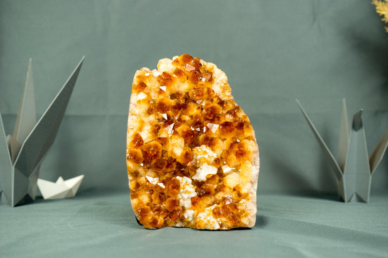 High - Quality Small Madeira Citrine Cluster with Rare Red - Orange Druzy - 1.4 Kg - 3.1 lb - E2D Crystals & Minerals