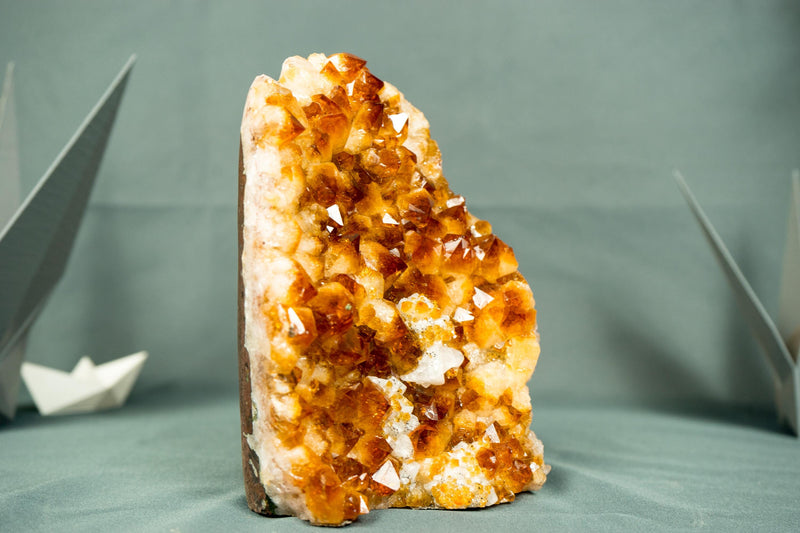 High - Quality Small Madeira Citrine Cluster with Rare Red - Orange Druzy - 1.4 Kg - 3.1 lb - E2D Crystals & Minerals