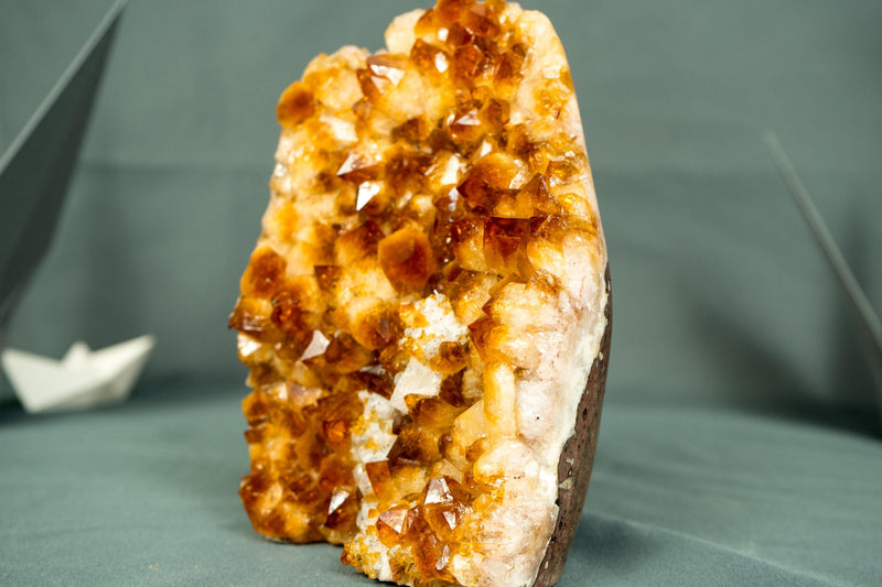 High - Quality Small Madeira Citrine Cluster with Rare Red - Orange Druzy - 1.4 Kg - 3.1 lb - E2D Crystals & Minerals