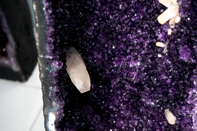 Fantastic 4.7 Ft Pair of Amethyst Cathedral Geodes – High - Grade Sparkly Purple Amethyst with Calcite Inclusions, 506 Lb - E2D Crystals & Minerals