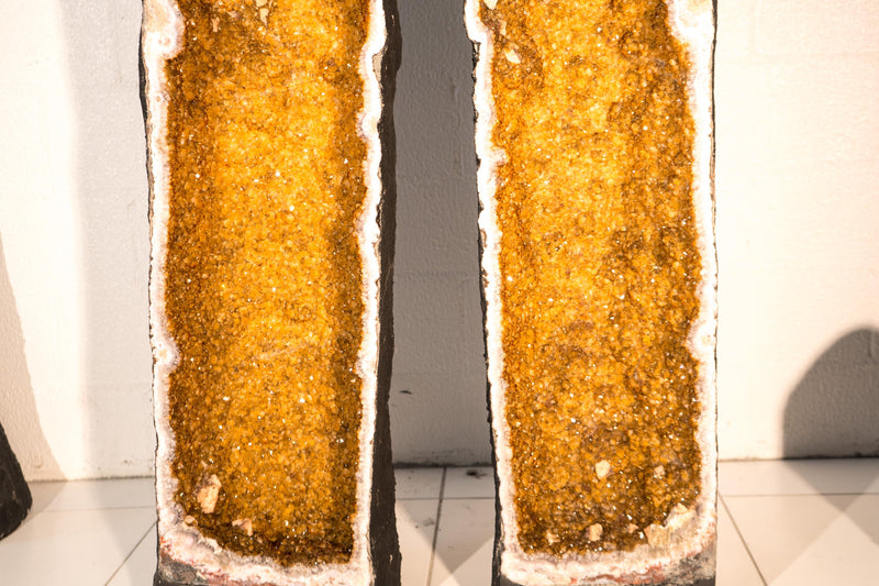 5.1 Ft Tall Citrine Cathedral Geodes Pair – X - large Orange Citrine Geodes - E2D Crystals & Minerals