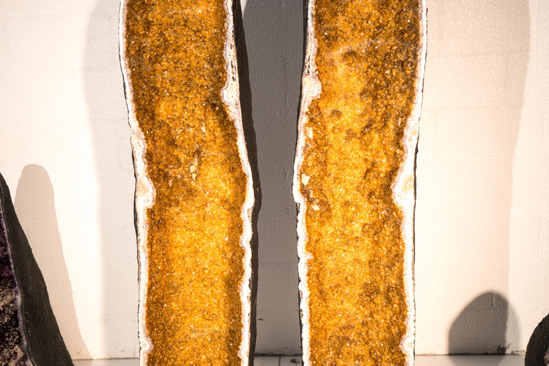 5.1 Ft Tall Citrine Cathedral Geodes Pair – X - large Orange Citrine Geodes - E2D Crystals & Minerals