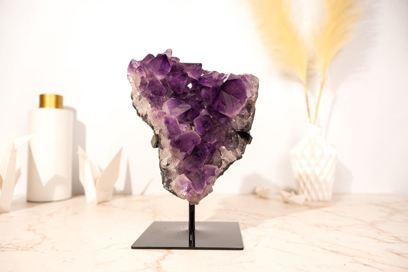 AAA - Grade Purple Amethyst Cluster with Large Deep Purple Points - E2D Crystals & Minerals