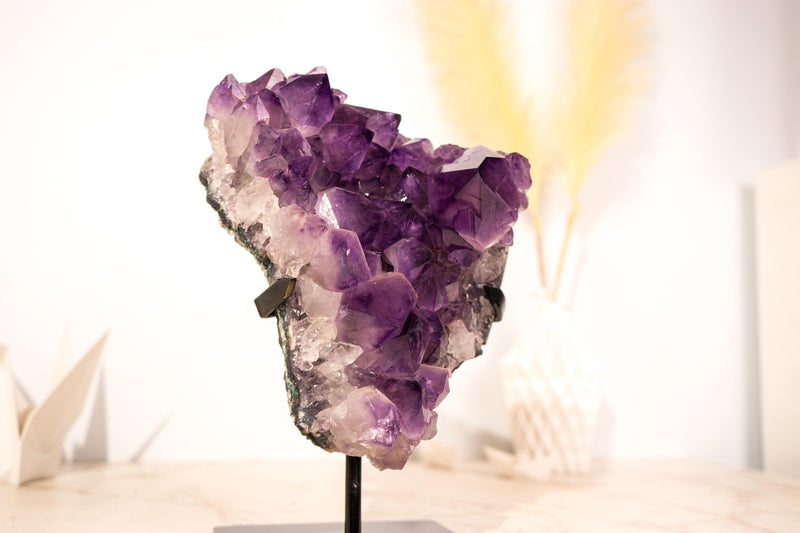 AAA - Grade Purple Amethyst Cluster with Large Deep Purple Points - E2D Crystals & Minerals