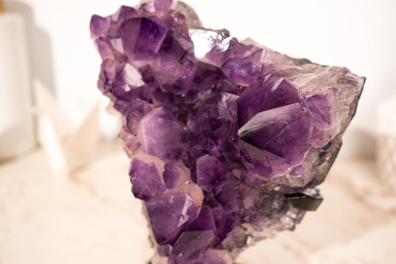 AAA - Grade Purple Amethyst Cluster with Large Deep Purple Points - E2D Crystals & Minerals