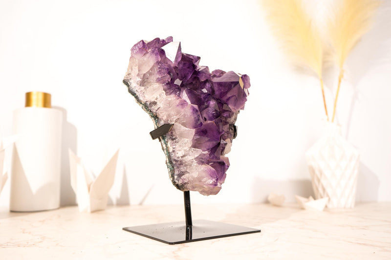 AAA - Grade Purple Amethyst Cluster with Large Deep Purple Points - E2D Crystals & Minerals