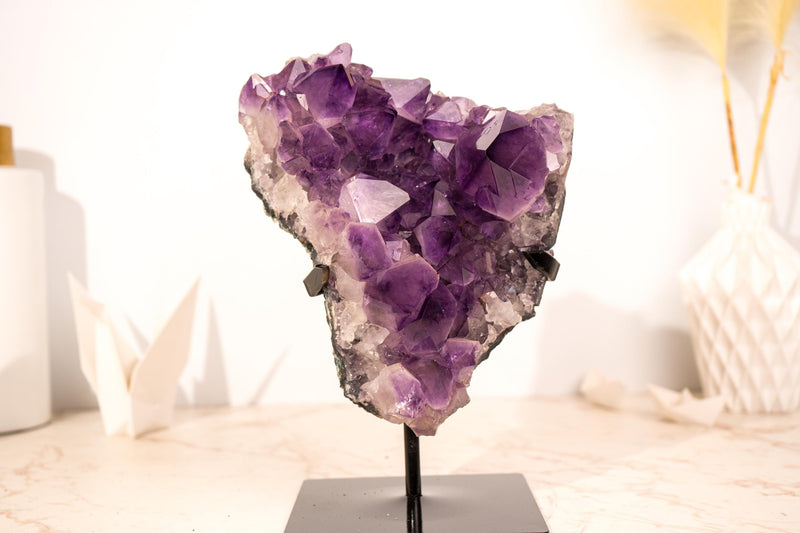 AAA - Grade Purple Amethyst Cluster with Large Deep Purple Points - E2D Crystals & Minerals