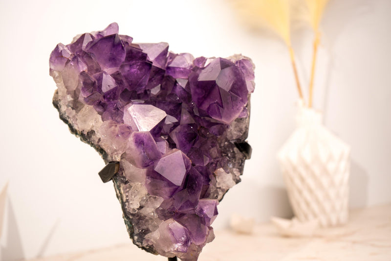 AAA - Grade Purple Amethyst Cluster with Large Deep Purple Points - E2D Crystals & Minerals