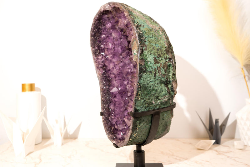 Exclusive Amethyst Geode Portal with a Rare Crown Druzy Formation and AAA, Collection - Grade Purple Crystals, Large - 20.5 In Tall - 43 Lb - E2D Crystals & Minerals