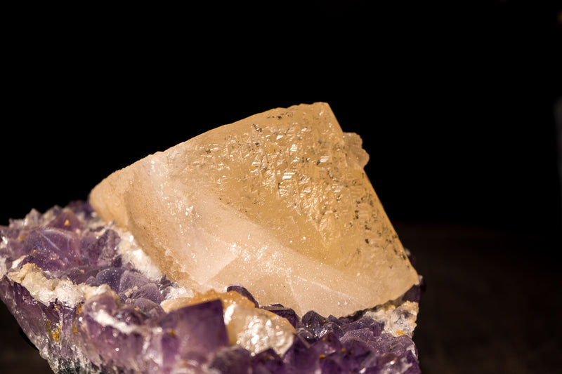 Collection - Grade "Truly Cubic" Large Calcite on Amethyst Cluster - E2D Crystals & Minerals