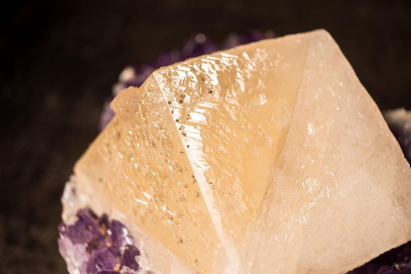 Collection - Grade "Truly Cubic" Large Calcite on Amethyst Cluster - E2D Crystals & Minerals