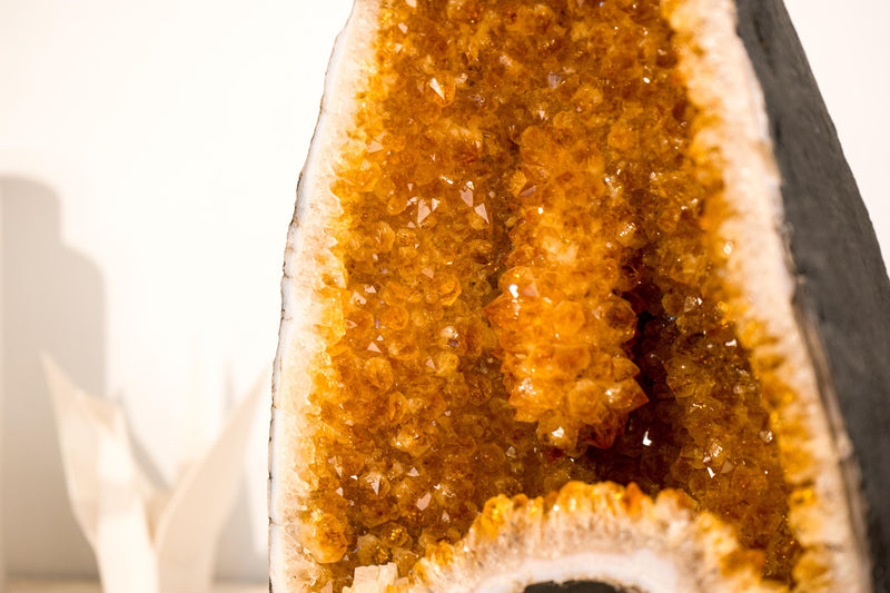 Rare Small Natural Citrine Geode Cathedral: Large Intact Stalactite and Sparkly Orange Crystals, 14 In - 24 Lb - E2D Crystals & Minerals