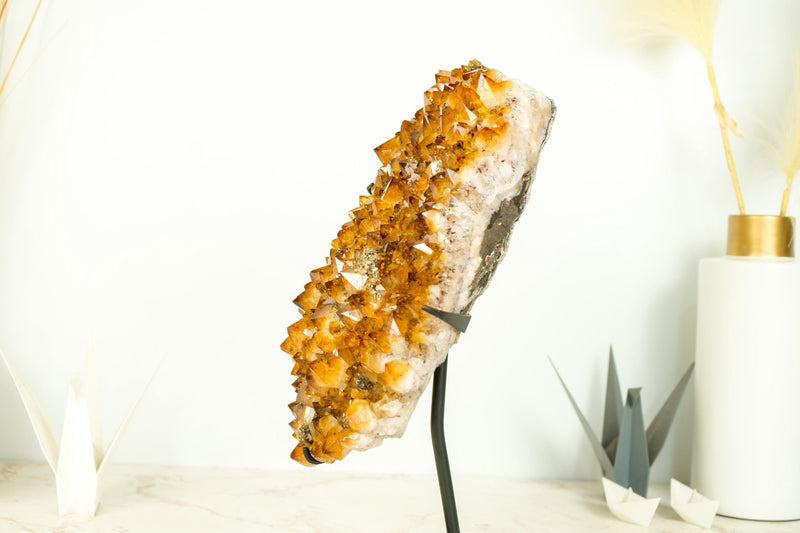 Golden Orange Citrine Cluster with Custom Display Stand, AAA-Grade