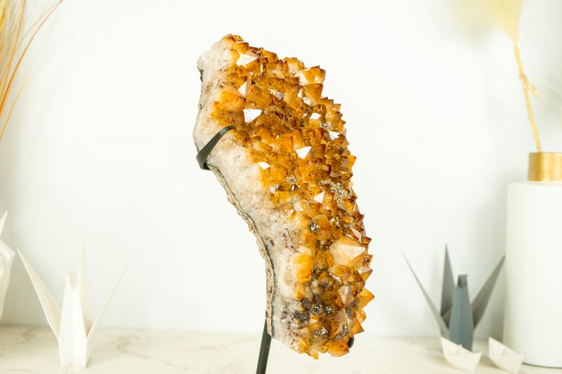 Golden Orange Citrine Cluster with Custom Display Stand, AAA-Grade