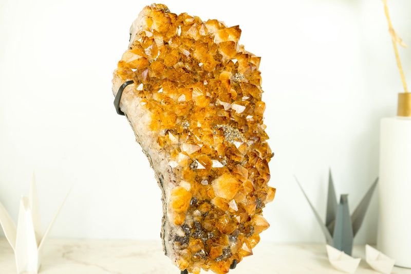 Golden Orange Citrine Cluster with Custom Display Stand, AAA-Grade