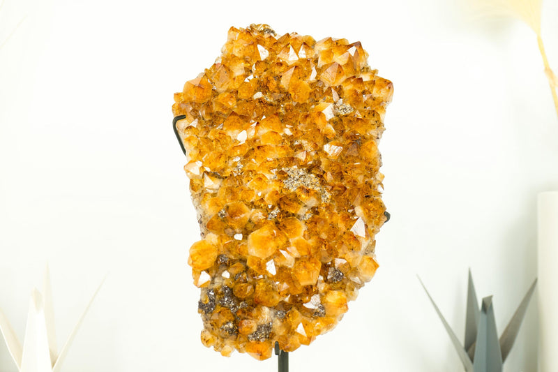 Golden Orange Citrine Cluster with Custom Display Stand, AAA-Grade