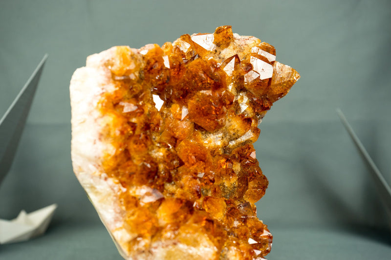 Natural Citrine Cluster with Superb Deep Orange Citrine Druzy on Stand - 6.9 In - 3.3 Lb - E2D Crystals & Minerals