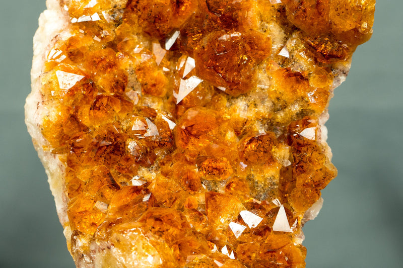 Natural Citrine Cluster with Superb Deep Orange Citrine Druzy on Stand - 6.9 In - 3.3 Lb - E2D Crystals & Minerals