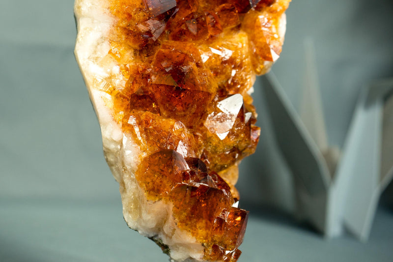 Small Natural Madeira Citrine Cluster with AAA Red Orange Citrine Druzy on Stand - 7.5 In - 2.5 Lb - E2D Crystals & Minerals