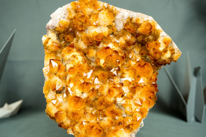 Natural Citrine Cluster with Superb Deep Orange Citrine Druzy and Rosette Flowers on Stand - 2.6 Kg - 5.6 lb - E2D Crystals & Minerals