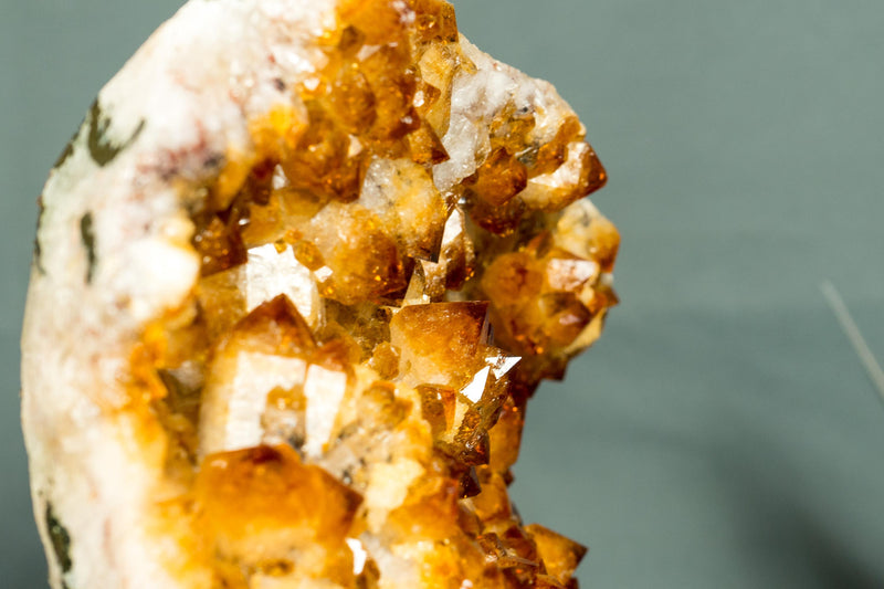 Natural Citrine Cluster with Superb Deep Orange Citrine Druzy and Rosette Flowers on Stand - 2.6 Kg - 5.6 lb - E2D Crystals & Minerals