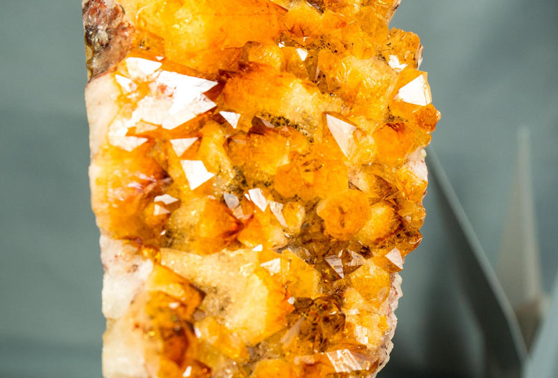 Small High - Grade Natural Citrine Cluster with Vibrant Golden - Orange Druzy on a Stand - 7.5 In - 2.5 Lb - E2D Crystals & Minerals