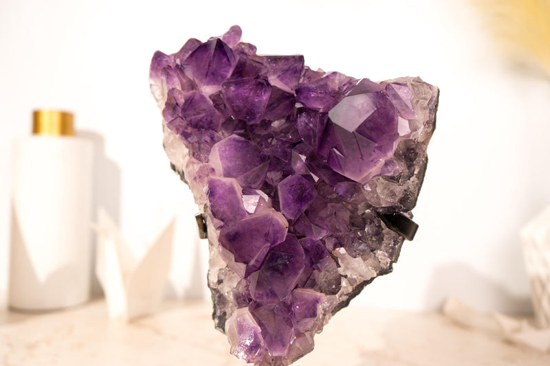 AAA - Grade Purple Amethyst Cluster with Large Deep Purple Points - E2D Crystals & Minerals