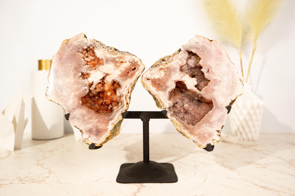 High-Quality Pink Amethyst Butterfly Geode (Angel Wings) with Red and Rose Amethyst Druzy on Stand - 4 Kg - 8 lb