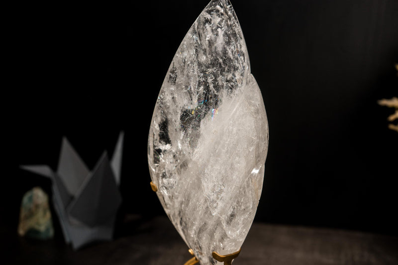 Clear Quartz Flame Generator, Hand-Carved Crystal Sculpture