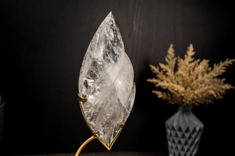 Clear Quartz Flame Generator, Hand-Carved Crystal Sculpture