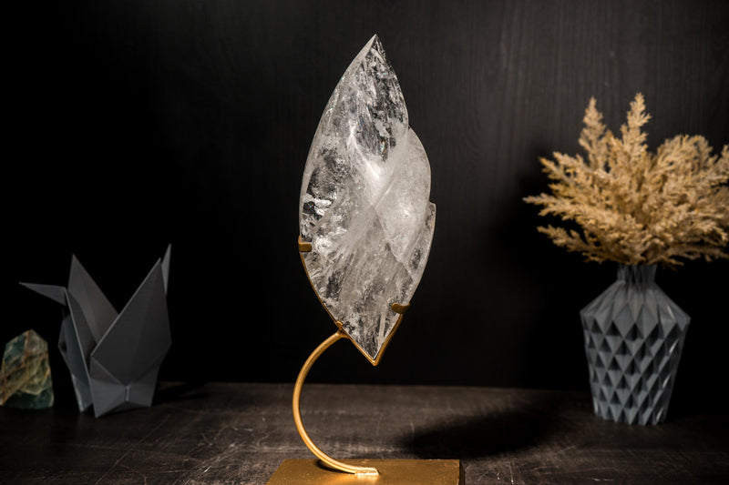 Clear Quartz Flame Generator, Hand-Carved Crystal Sculpture