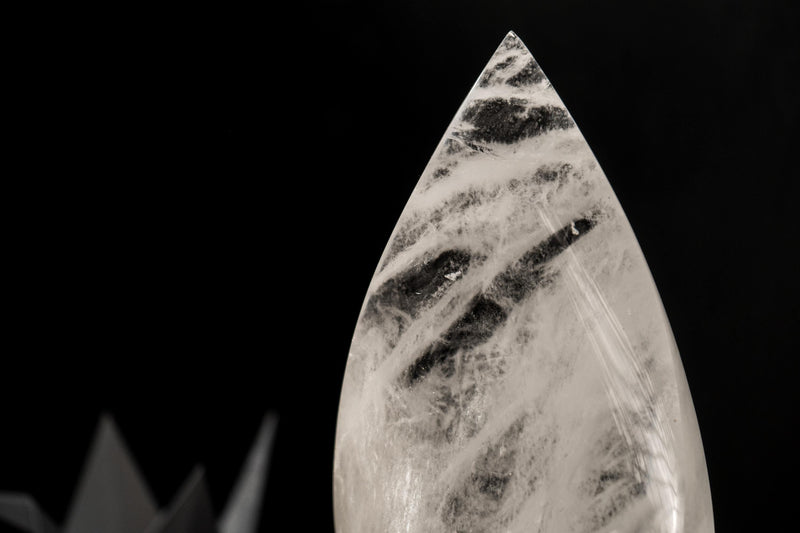 Clear Quartz Flame Sculpture, Hand-Carved Crystal