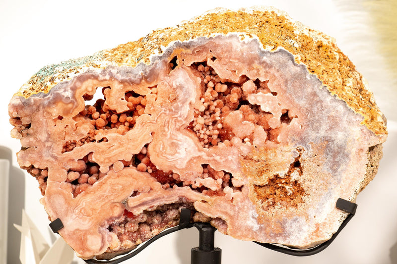 High - Grade Pink Amethyst Geode on Stand with Pink Galaxy Druzy - E2D Crystals & Minerals