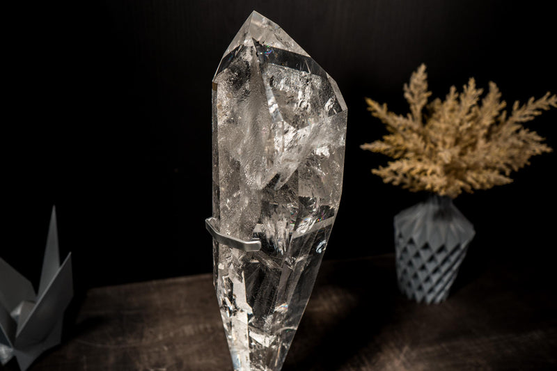 Large Natural Lemurian Quartz Point from Diamantina, Optical Clarity - E2D Crystals & Minerals