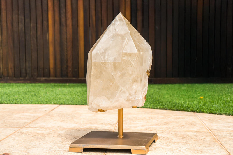 Genuine X - Large 65 lb Citrine Point – Ethical, All - Natural Brazilian Citrine Stone on Stand, Untreated Real Citrine - E2D Crystals & Minerals