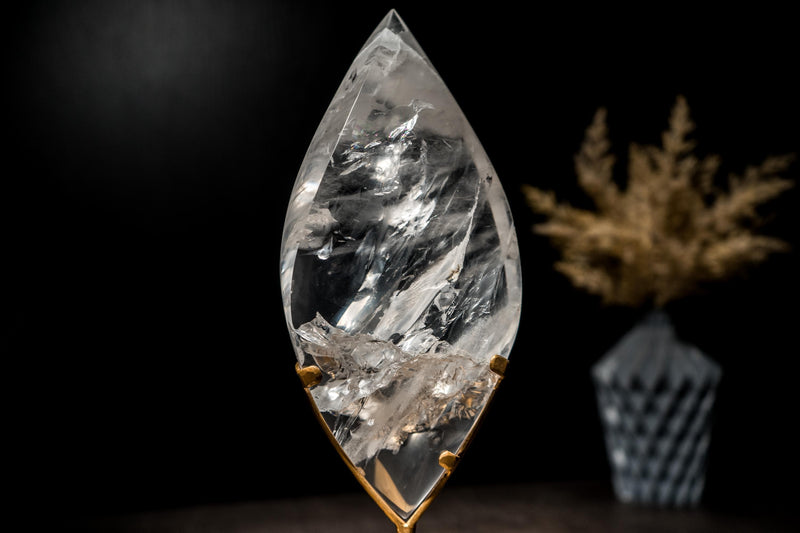 Clear Quartz Flame Generator, Hand-Carved Crystal Sculpture