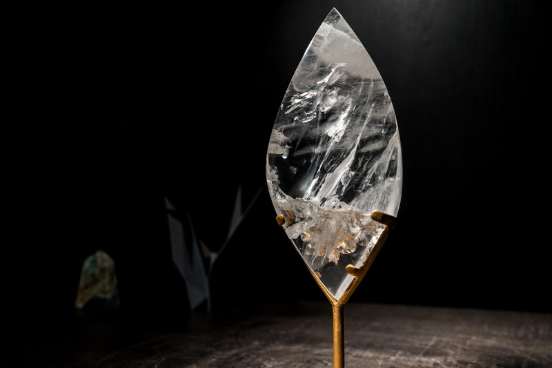 Clear Quartz Flame Generator, Hand-Carved Crystal Sculpture