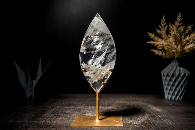 Clear Quartz Flame Generator, Hand-Carved Crystal Sculpture