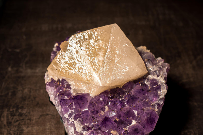 Collection - Grade "Truly Cubic" Large Calcite on Amethyst Cluster - E2D Crystals & Minerals