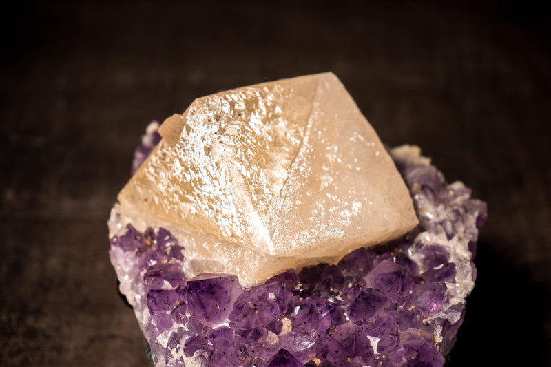 Collection - Grade "Truly Cubic" Large Calcite on Amethyst Cluster - E2D Crystals & Minerals