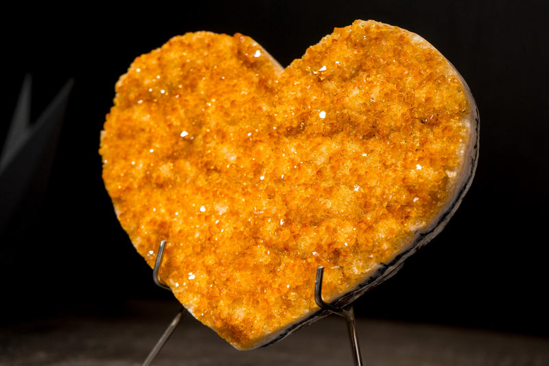 Gorgeous Natural Citrine Heart with Intense Sparkly Yellow Druzy - 1.2 Kg - 2.6 lb - Crystal Healing Gift - E2D Crystals & Minerals