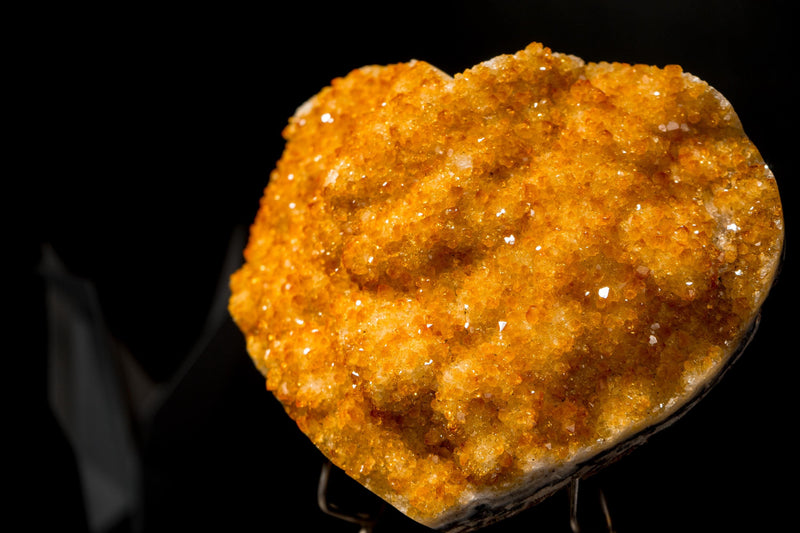 Gorgeous Natural Citrine Heart with Intense Sparkly Yellow Druzy and Natural Flower Rosettes - 2.4 Kg - 5.3 lb - Crystal Healing Gift - E2D Crystals & Minerals