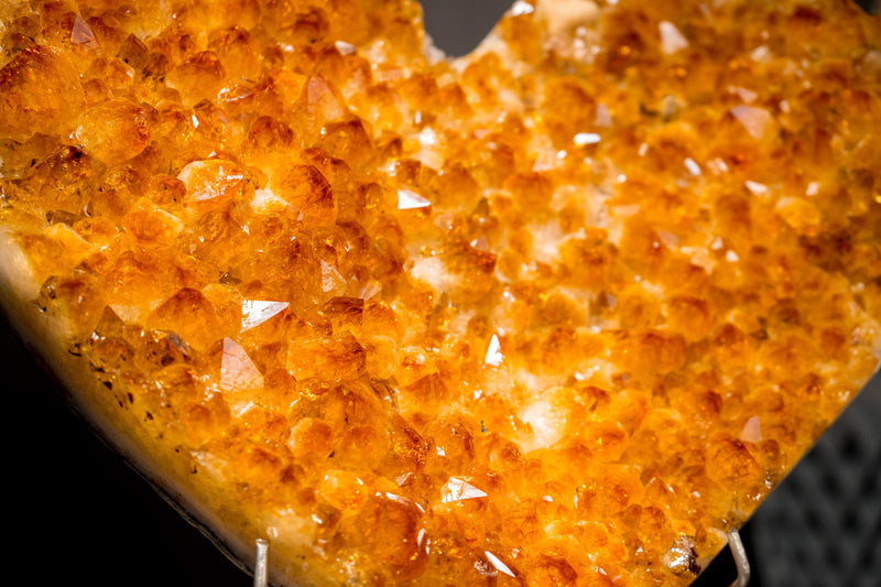 Large Natural Citrine Heart with Brilliant Golden Orange Druzy and Calcite Inclusion, 9 Lb - E2D Crystals & Minerals